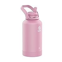 Takeya Actives 64 oz Vacuum Insulated Stainless Steel Water Bottle with Straw Lid, Premium Quality, Pink Lavender