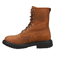 JUSTIN Boots OW760 Men's Livestock Aged Brown 8 In Lace-Up Round Soft Toe Work Boot