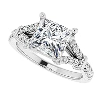 Petite Twisted Vine Moissanite Diamond Ring, 1 CT Princess Moissanite Engagement Ring, Wedding Ring, Bridal Ring, Unique Vintage Antique Amazing Ring