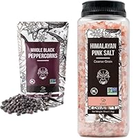 Soeos Black Peppercorns 16 Ounce + Soeos Himalayan Pink Salt 39 Ounce, Non-GMO, Salt and Peppercorns for Grinder Refill