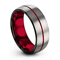 Tungsten Carbide Wedding Band Ring 8mm for Men Women Green Red Fuchsia Copper Teal Blue Purple Black Center Line Dome Grey Brushed Polished