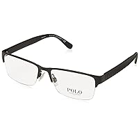 Polo Ralph Lauren Men's PH1164 Rectangular Prescription Eyewear Frames, Matte Black/Demo Lens, 56 mm