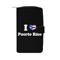 I Love Puerto Rico Puerto Fashion Long Wallet for Men Women Coin Pouch Credit Card Holder Purses & ID Window