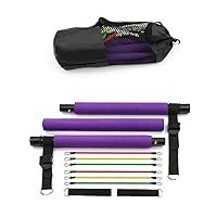 MADALIAN Yoga Pilates Bar Stick with Resistance Band Home Gym Muscle Toning Bar Fitness Stretching Sports Body Workout Exercise