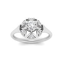 Choose Your Gemstone Round Antique Star Ring Sterling Silver Round Shape Vintage Engagement Rings Ornaments Surprise for Wife Symbol of Love Clarity Comfortable US Size 4 to 12