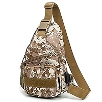 Multifunctional Tactical Sling Camouflage Shoulder Backpack with USB Charge Port, Brown