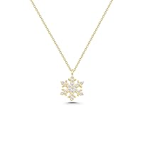 Snowflake Necklace, 14K Real Gold Snowflake Pendant, Tiny Gold Snowflake Necklace, Handmade Snowflake Pendant (Only Pendant, White Gold)