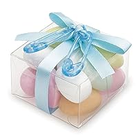 Unique Industries Baby Shower Party Favors 6 Clear See-Through Plastic Boxes - Blue