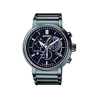 Citizen BZ1006-82E Men's Chronograph Solar Watch with Stainless Steel Strap, black, Bracelet
