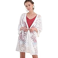 Umgee Oh Sweet Lace! Floral Lace Open Front Kimono with Waist Tie