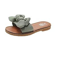Slides for Women Flat Slide Sandals Slip On Open Toe Casual Style with Bowknot Low Heel Flats Sandal Green