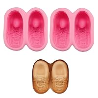 2Pair Mini Sport Shoe Slippers Silicone Molds for DIY Cake Fondant Biscuit Cookies Soap Sugar Pudding Chocolate Hard Candies Dessert Candle Decor (Sport Shoes AA949)