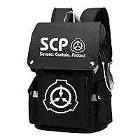 SCP Anime Cosplay 15.6 Inch Laptop Backpack Rucksack with USB Charging Port and Headphone Jack Grey