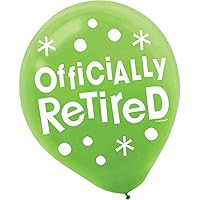 amscan Fun-Filled Retirement Officially Retired Printed Latex Balloons Decoration, 15 Pieces, Latex, Happy Retirement, 12