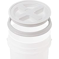 Seal Lid - Pet Food Storage Container Lids - Fits 3.5, 5, 6, & 7 Gallon Buckets, White, 4122E, Made in USA, Fits a 3.5 to 7 Gallon Bucket