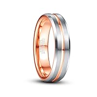 6mm Frosted Inner Rose Gold Groove Men Ring Silver Color Tungsten Carbide Engagement Rings