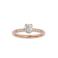 1/2 Carat Moissanite and 0.07 Carat Natural Diamond Engagement Ring for Women in 10k Gold (I-J/F, SI1-SI2/VVS, cttw) Wedding Jewelry Size 4 to 10.5 by VVS Gems