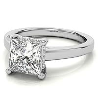 Petite Solitaire Vine Moissanite Diamond Ring Set, 1 CT Princess Moissanite Engagement Ring Set, Wedding Ring Set, Bridal Ring, Promise/Annivrsary Rings for Wife