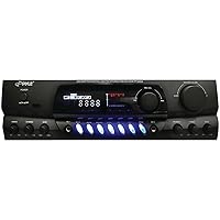 Pyle 200W Home Audio Power Amplifier - Stereo Receiver w/ AM FM Tuner, 2 Microphone Input w/ Echo for Karaoke, Great Addition to Your Home Entertainment Speaker System, 17 inches - PT260A, Black