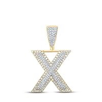 The Diamond Deal 14kt Two-tone Gold Mens Round Diamond X Initial Letter Charm Pendant 7/8 Cttw