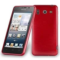 Case Compatible with Huawei Ascend G510 in RED - Shockproof and Scratch Resistant TPU Silicone Cover - Ultra Slim Protective Gel Shell Bumper Back Skin