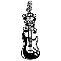 White Black Electric Guitar Music 50's Western Rock N'Roll Patch Embroidered Iron On Badge Sew On Patch Clothes Embroidery Applique Sticker Fabric Sewing Decorative Repair