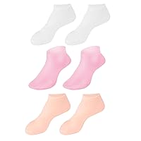 Silicone Socks for Dry Cracked Feet Women 3 Pairs Soft Moisturizing Socks Anti Slip Women Spa Pedicure Gel Socks, Aloe Sock Silicone Socks