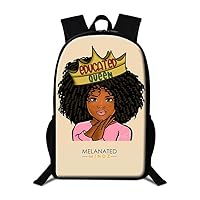 Melanated Mindz 17 inch School College Travel Durable Backpack Book Bag Day Bag (Lovely Educated Queen)