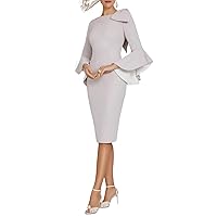 Sheath/Column Mother of The Bride Dress Elegant Vintage Plus Size Evening Dress Jewel Neck Knee Length Bow(s) 2024