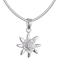 Vinani AEDD-S Italia Pendant Necklace with Snake Chain - Small Edelweiss Design - 925 Sterling Silver