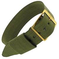 20mm Milano Sport Strap Wrap Thin Nylon Buckle Olive Green Replacement Watch Band - Gold Tone Buckle