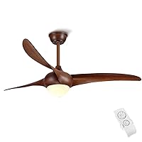 XMYX Energy-Saving Ceiling Fan with Dimmable LED Lighting and Remote Control, Quiet Fan Lamp Living Room Bedroom Ceiling Light, 132 cm, Sombre