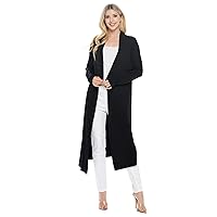 Isaac Liev Issac Trendy Extra Long Duster Soft Lightweight Cardigan with Pockets - Made in The USA