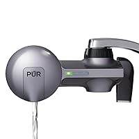 PLUS Faucet Mount Water Filtration System, 3-in-1 Powerful, Natural Mineral Filtration with Lead Reduction, Horizontal, Metallic Grey, PFM350V