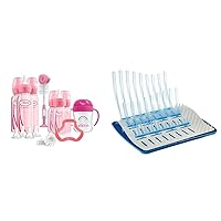 Dr. Brown's Natural Flow Anti-Colic Options+ Special Edition Pink Baby Bottle Gift Set & Folding Baby Bottle Drying Rack for Easy Storage, Dry Nipples, Pacifiers and Other Baby Essentials, BPA-Free
