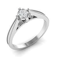 Women's 14K White Yellow Gold 0.10 Carat Real Diamond Engagement Ring (0.25 Carat, Hi Color, Si1I1 Clarity)
