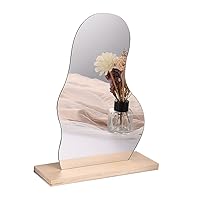 GISELA D New Irregular Desktop Makeup Mirror Acrylic Frameless Decorative Vanity Table Mirror with Wood Base For Women/Mother/ Girlfriend Gift (Mountain)
