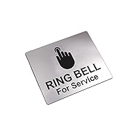 Ring Bell For Service Sign Adhesive Waterproof Sticker or Door Notice, SILVER/GOLD/BLACK engraved with Universal Icon Symbol and Text (Size 4.7