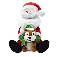 Cuddle Barn - Chip 'n Claus | Animated Christmas Santa and Chipmunk Stuffed Animal Plush Toy, Bops Along to Song Deck The Halls, 12 Inches