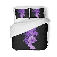 Duvet Cover Set King Size Purple of Violet Smoke on Black Use It 3 Piece Microfiber Fabric Decor Bedding Sets for Bedroom
