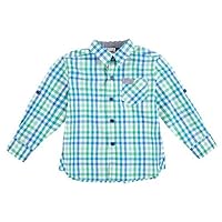 Boys' Green Check Rolled Cuff Shirt, 2T