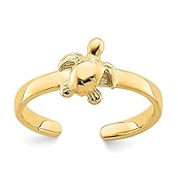 14K Yellow Gold Adjustable Sea Turtle Adjustable Toe Ring Open Midi Ring
