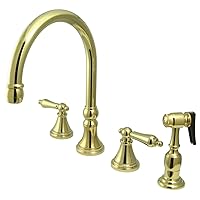 Kingston Brass KS2792ALBS Governor Deck Mount Kitchen Faucet with Brass Sprayer, 8-1/4-Inch, Polished Brass