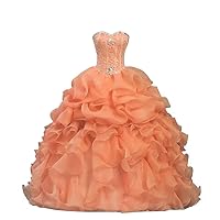 ZHengquan Women's Sweetheart Tulle Backless Quinceanera Dress Off Shoulder A Line Beading Sweet 16 Party Prom Gown