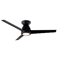 Tip Top Smart Indoor and Outdoor 3-Blade Flush Mount Ceiling Fan 44in Matte Black with 3000K LED Light Kit and Remote Control works with Alexa, Google Assistant, Samsung Things, and iOS or Android App