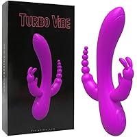 3in1 Dildo Rabbit Vibrator Waterproof USB Rechargeable Anal Clit Massage G Spot Vibrator Sex Toys for Women Couples (Purple)