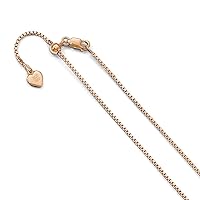 925 Sterling Silver Polished 1.1 mm Rose Gold Plated Adjustable Box Chain Necklace Jewelry for Women - Length Options: 22 30