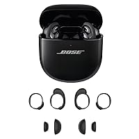 Bose QuietComfort Ultra True Wireless Bluetooth Adjustable Noise Cancelling Earbuds, Spatial Audio, Up to 6 Hours of Play Time, Black Bundle with Alternate Sizing Kit