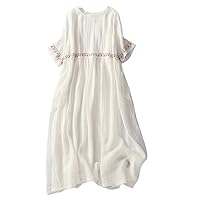 Short Sleeve Embroidery Summer Dress Lady Work Women Travel Casual