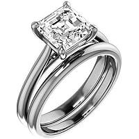 Moissanite Star Moissanite Ring Asscher 4 CT, Moissanite Engagement Rings, Moissanite Bridal Ring Set, Colorless Moissanite Eternity Sterling Silver Ring, Amazing Gift Or As You Want